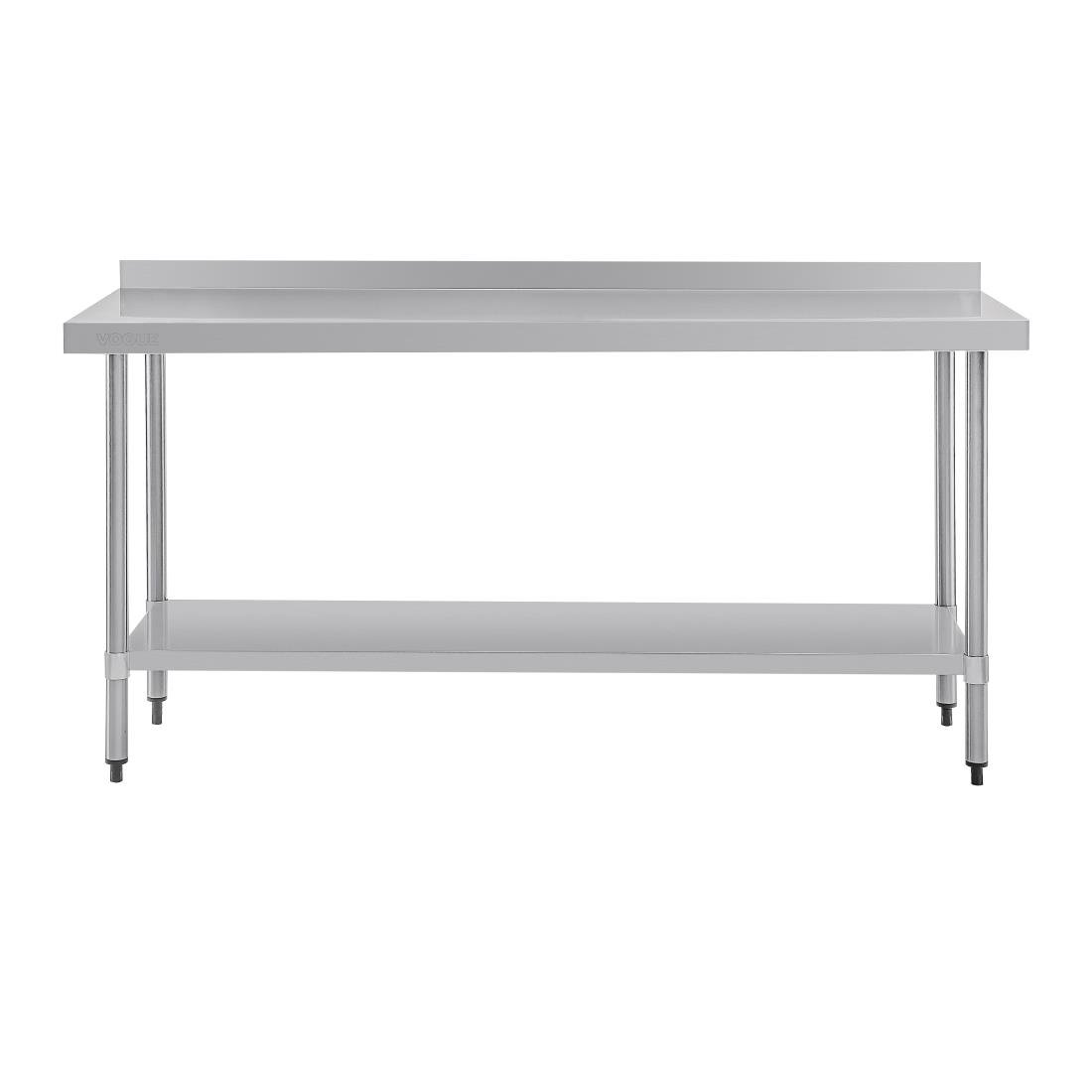 vogue rvs werktafel met achteropstand 90x180x60cm Vogue RVS werktafel met achteropstand 90x180x60cm