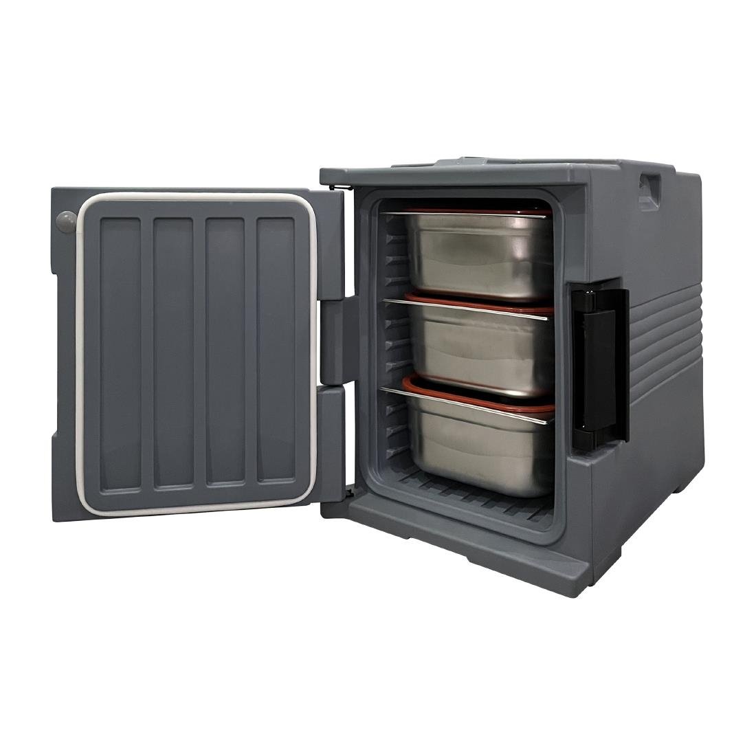 vogue thermo box 600 voorlader box zwart voor gn bak afmeting 465x610x630mm Vogue Thermo-Box 600 Voorlader Box Zwart Voor GN Bak Afmeting - 465X610x630mm