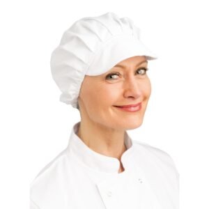 Whites polykatoen koksmuts met klep wit